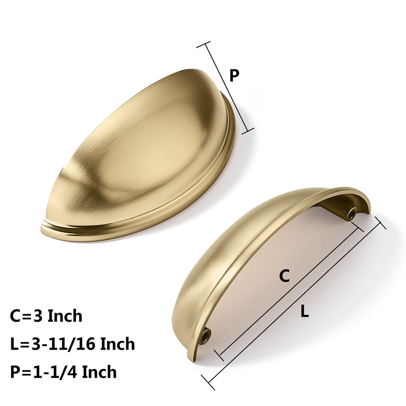 khtumeware 10 Pack 3" Drawer Pulls Champagne Bronze Cabinet Cup Pulls Kitchen Hardware Cabinet Handles Drawer Handles Knobs 3 inch Hole Center 3"(76mm) Hole Center 10-pack