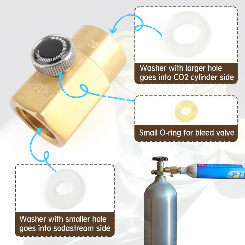 Soda Refill Bottle Co2 Adapter Refills Connector Kit for CGA320 to TR21-4,Soda Machine Soda Bottle Adapter Connector Adapter Accessories Replacement for (CGA320 to TR21.4)
