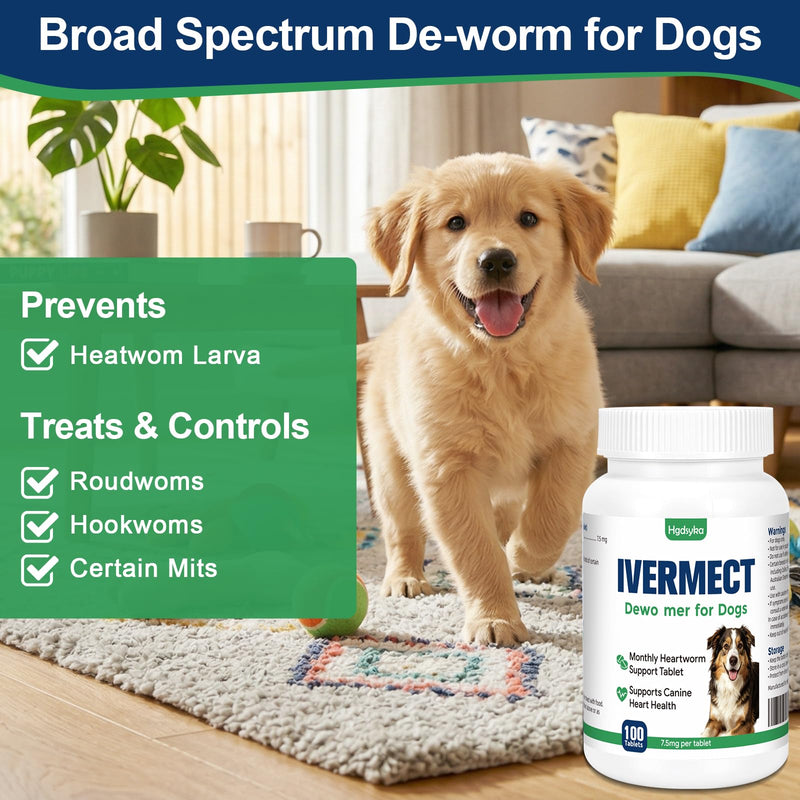 lvermect Tablets for Dog, Supports Canine Heart Wellness, Promotes Circulatory Cardiovascular System, Broad Spectrum Digestive Immune Support, Monthly Wellness Formula, Easy-to-Use Tablets 100 Count
