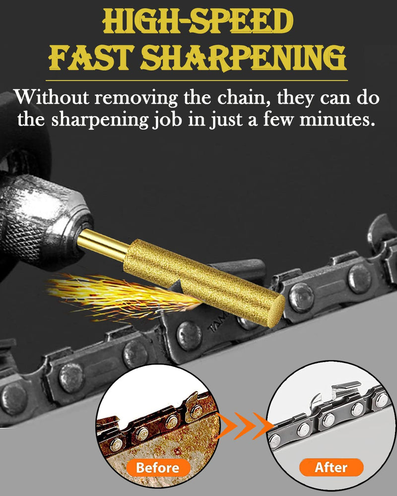 72 Pcs Diamond Chainsaw Sharpener 1/8" Shank, High Hardness Burr Grinding Stone Chainsaw Sharpening Kit for Chain Saw Stone Jewelry Wood (5/32'', 3/16'', 7/32'') 72 Pcs