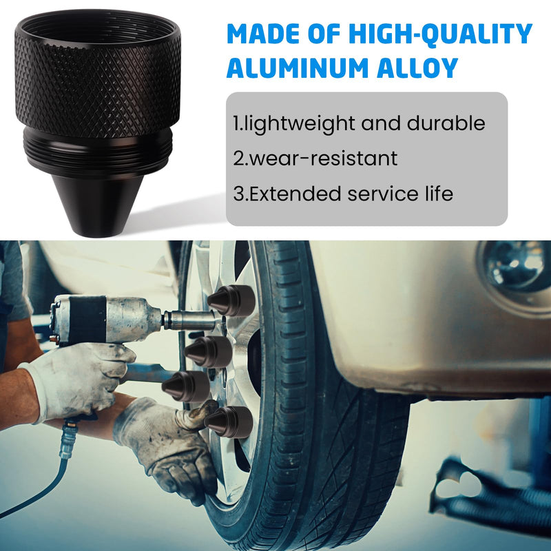 1.375" X24 Aluminum Alloy Cone Shaped Parts, 12 Pack Sealed End Cap Fit for Tire Anti Theft Cover Black 1.375 inches