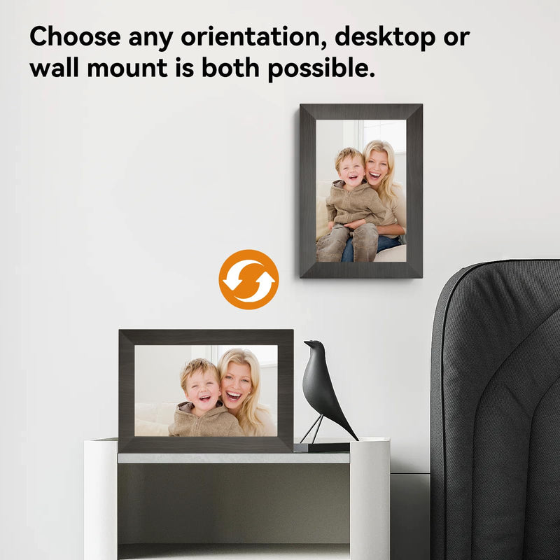 10.1 Inch Smart Digital Picture Frame with Wi-Fi 6, 32GB Storage, IPS Touch Screen, Auto-Rotation, Music Sync, Weather & Clock - Ideal Gift for Families 10" Black
