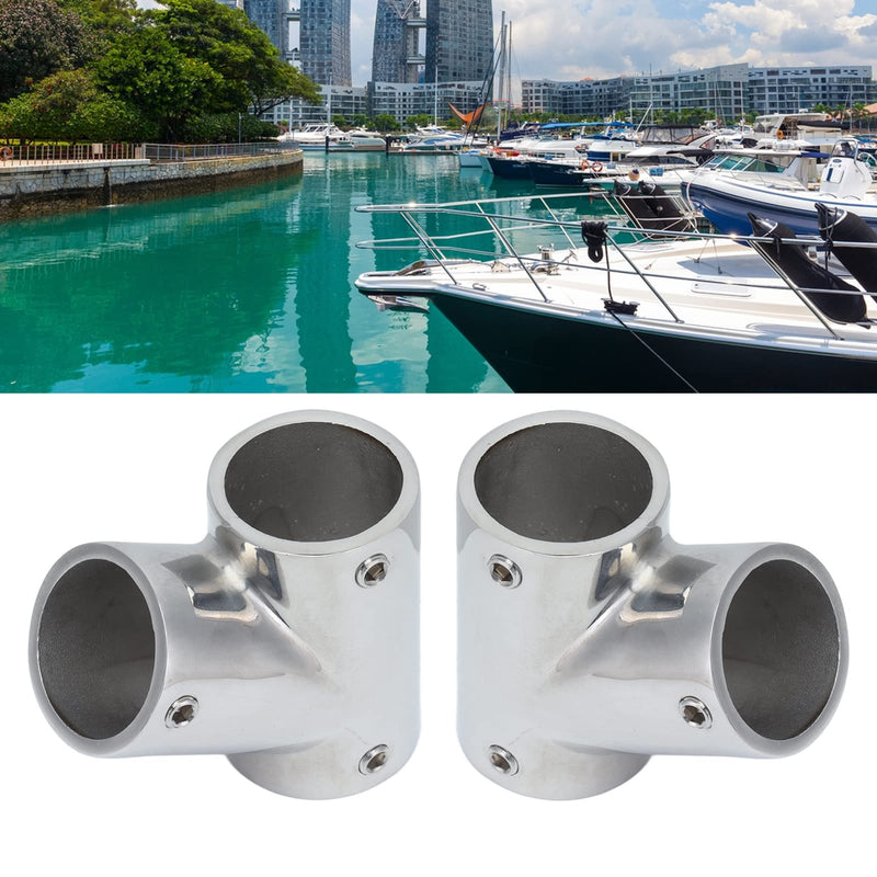 1 Pair Boat Handrail Fittings, 60 Degree Marine Grade Handrail Fitting 316 Steel Polishing Marine Hardware Parts Left Right Tee for Yachts 1"