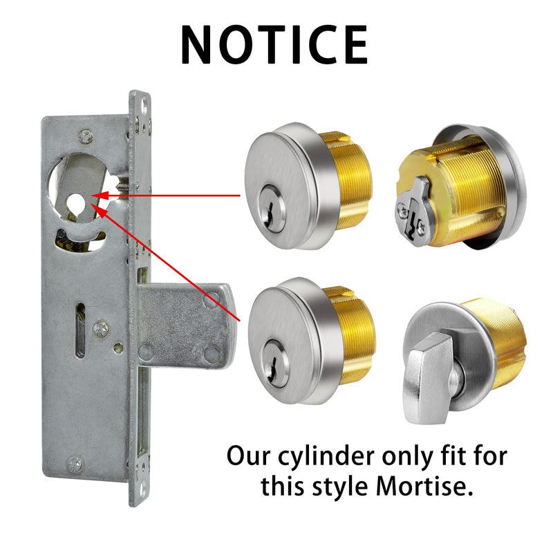 Brass Mortise Cylinder Lock，Commercial storefront Door Lock Mortise cylinders Compatible with Adams Rite, Kawneer, and Vistawall deadbolts. Comes in Black, 4-Pack ，with Matching Keys. 2 Set,Keyed Both Sides