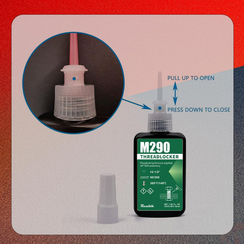 Green M290 Medium Strength Strength Gap Sealants 50ml Bottle Green for Sealing Metal Bolts Nuts and Anti-Rust(M290)