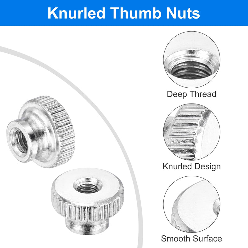 uxcell Knurled Thumb Nuts, 30Pcs M4 x 12 x 8mm Carbon Steel Knurled Nut, Adjusting Round Knobs Fasteners Nuts for 3D Printer Parts, Silver