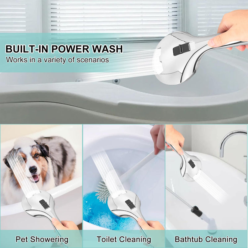 Bathtub Shower Head Sink-Faucet set，Tub faucet spayer attachment with 5 Adapters and 59" Hose for Pet Dog Rinse、 Baby Bath 、Hair washing, ON/OFF Extension for Tub, Utility Sink, Garden and Bathroom