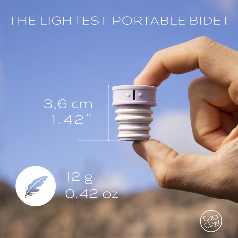 CuloClean Portable Bidet for Toilet, Travel, or Camping. Compatible with Any Plastic Bottle. Discreet, Sanitary or Travel Shower, Attachable Stopper, Backcountry Bidet Nozzle (1pcs Lilac) 1pcs Lilac