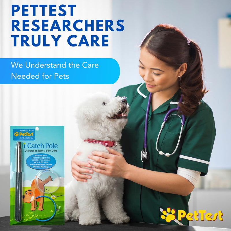 PetTest i-Catch Telescoping Dog Urine Catcher, 45-inch Extendable Dog Pee Stick Collector, and Telescopic Pole Handle for Small and Large Breeds, Includes a Reusable Cup with Milliliter Markings - PawsPlanet Australia