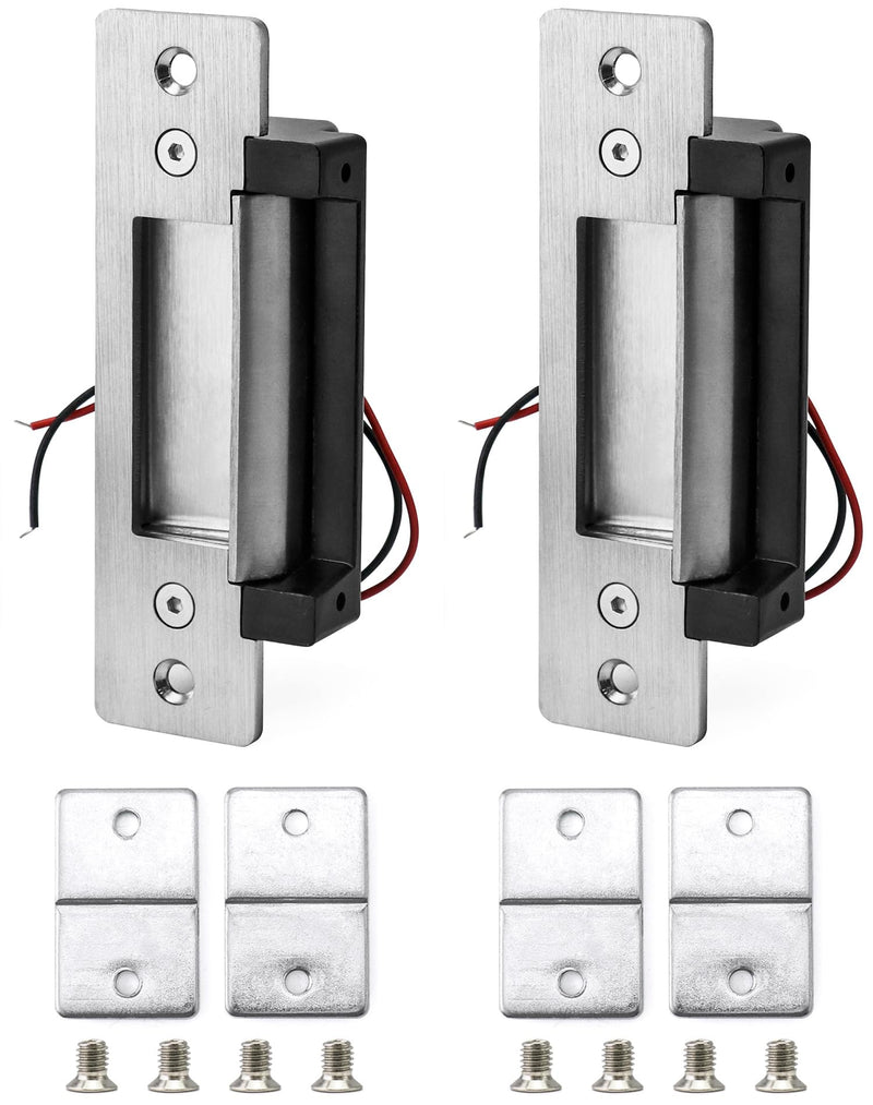 QWORK Electric Door Strike Lock, 12VDC, Fail-Safe/Fail-Secure, Heavy Duty Power Door Crash Lock for Access Control System, 2 Pack