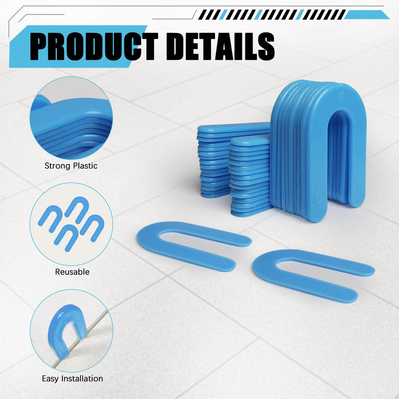 200 Horseshoe Tile Spacers, 1/16-Inch U-Shaped Plastic Spacers for Tile Leveling System Floor Wall Tile Installation 1/16"-200 Pcs