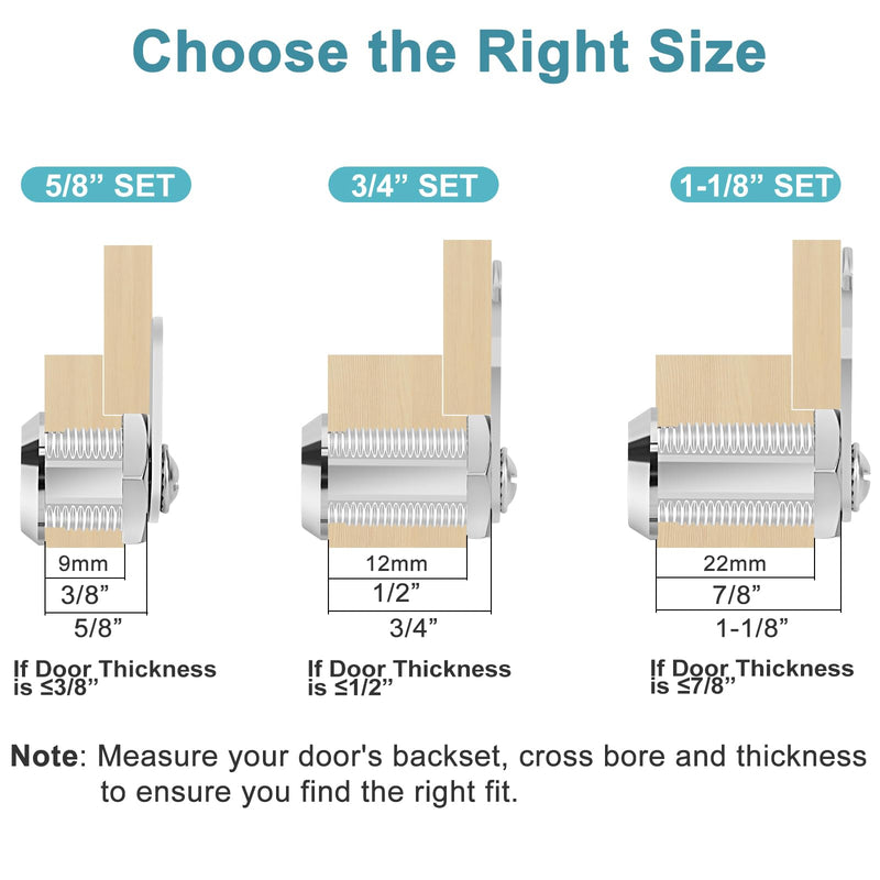 Cabinet Cam Lock 3/4" Keyed Different Cam Locks with Keys Secure Files Drawers RV Storage Locks Replacement Set, Zinc Alloy(Silver 2PCS,3/4 Inch) Silver 2PCS 3/4 Inch