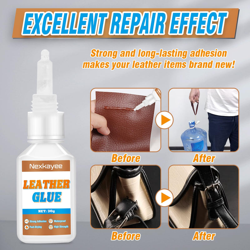 Leather Glue, Fast-Drying Adhesive, Clear Superglue for Repairing Furniture Upholstery, Sofas, Shoes, Bags and Other Crafts, 30g (Pack of 1) 30 Grams * 1 Pack leather glue