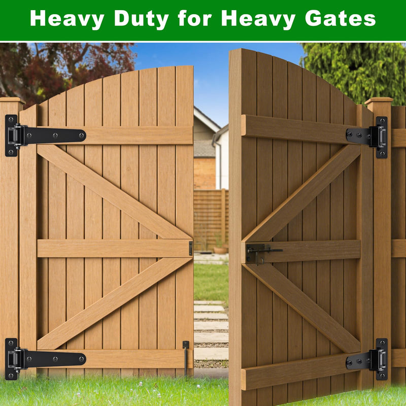 Insaga Heavy Duty Gate Hinges 1000 LBS, 13'' Strap Hinges with Ball Bearings, 6mm Thick Carbon Steel Weld-On or Bolt-On Hinges, 180° One Way Open for Barn Farm Fence Shed Garden Gates (4Pcs, Black) 180° Open-4Pack