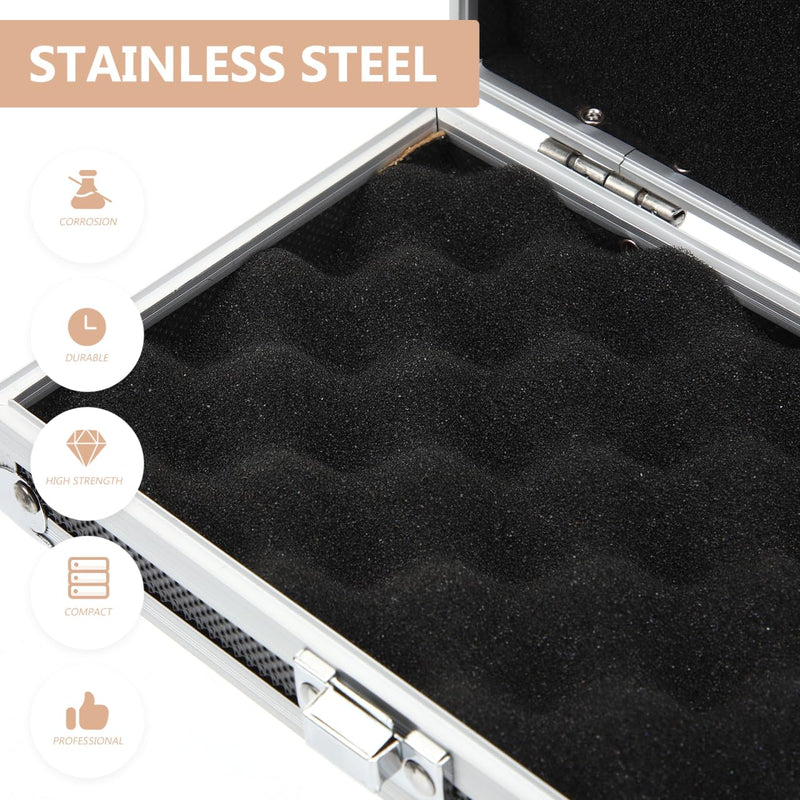 7-Inch Mini Aluminum Briefcase Hard Shell Metal Tool Box with EVA Foam Shockproof Storage Case for Precision Instruments Valuables