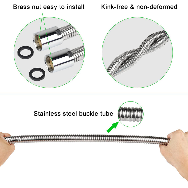 KWODE Pre-rinse Hose 44" Flexible Stainless Hose Replacement Kit For Commercial Kitchen Sink Faucet On Compartment Sinks with Spray Valve