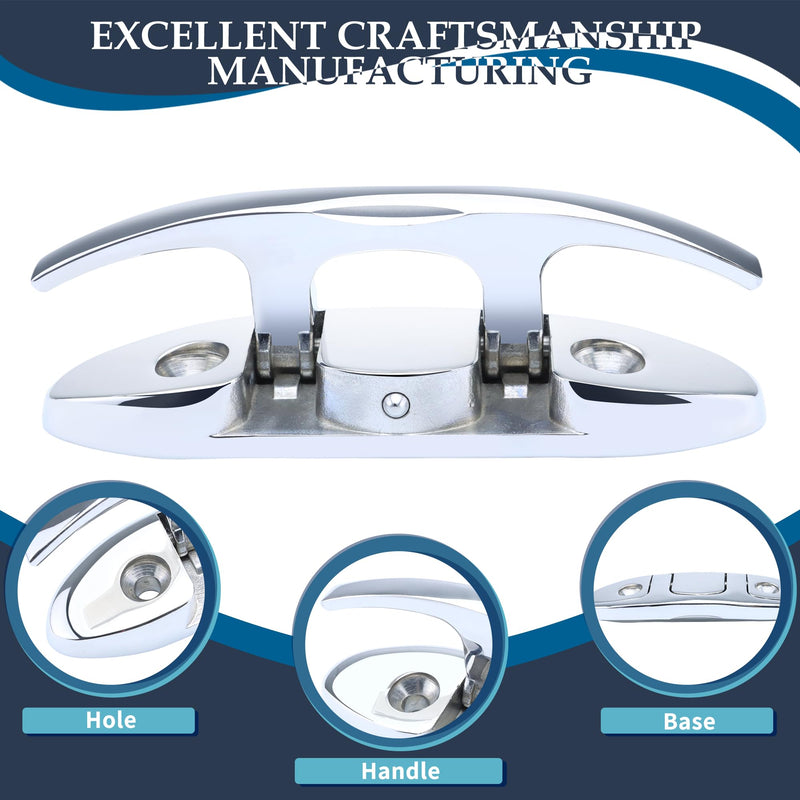 SHENGHUISS Boat Flip Up Cleat 316 Stainless Steel Folding Boat Cleats Flush Mount Marine Grade for Lines Mooring Accessories（4-1/2 inch / 6 inch）
