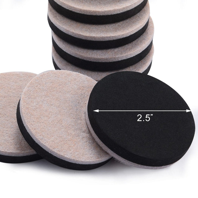 24 PCS 2.5" Felt Furniture Movers Sliders for Hardwood Floors, Reusable Felt Furniture Moving Pads, Sliders for Moving Heavy Sofa Couch Fridge, Furniture Glides Easily and Quickly (Beige, Round) Beige 2.5"