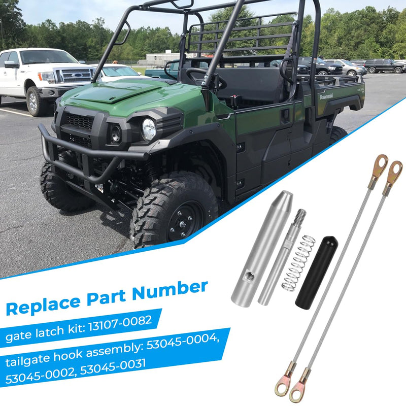 AUTOVIC for Kawasaki 2005-2018 Mule 3000 3010 4000 4010 600 610 Tailgate Latch Kit & Hook Cable Assembly Combo, Replace for 13107-0082, 53045-0004, 53045-0002, 53045-0031 taligate latch kit (6pcs)