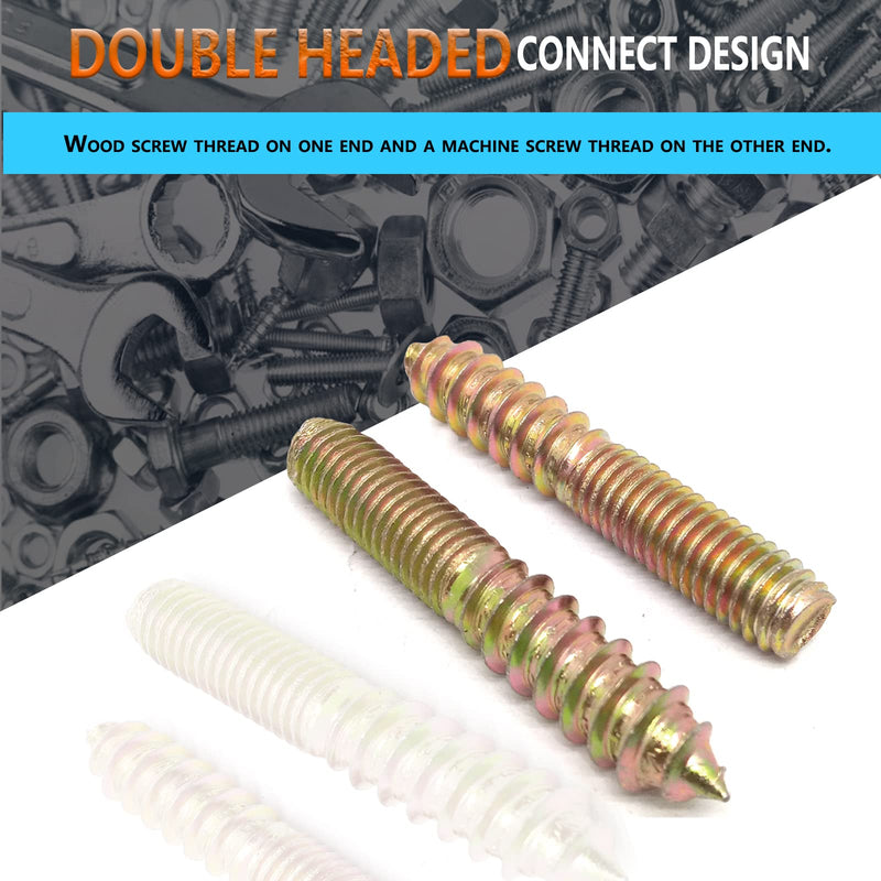 10Pcs Hanger Bolts Double Headed Bolts Kit,with (M8x1.25mm) Hanger Bolt Driver, Hanger Bolts for Wood Furniture(M8x50mm) M8x50mm