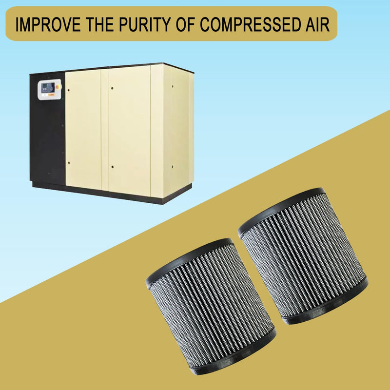2 Pcs 110377E100 Air Filter Compatible with Quincy Air Compressor, Replace 110377E904 32165466 32012957 P5051A 1R417 Air Filter Element Replacement Part