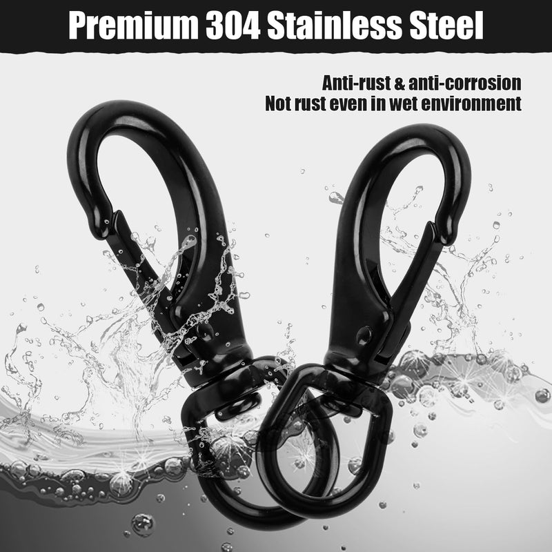 Stainless Steel Swivel Eye Snap Hook, 5 Pack (2.7 Inch) Heavy Duty Flag Clips for Flagpole Rope, Diving Clips Spring Hooks for Bird Feeders, Pet Chains, Dog Tie-Out Cable, Keychains 2.7-Inch