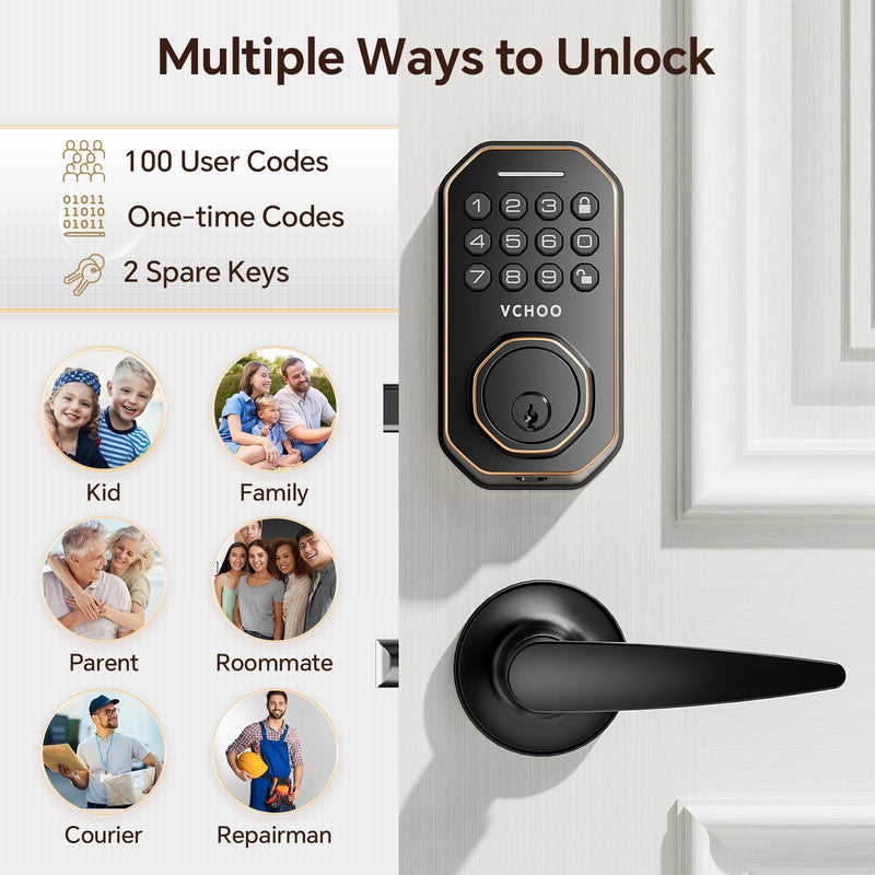 Keyless Entry Door Lock Deadbolt with Handle Set Smart Locks for Front Door with Lever Handle Auto Locking, Anti-Peeping Password, Easy Installation for Home Hotel Bedroom Door Oil Rubbed Bronze