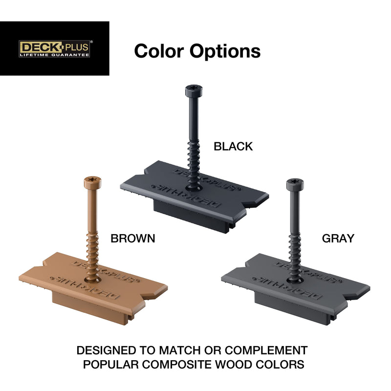 Deck Plus Eclipse Hidden Deck Fasteners, Deck Screws, Wood Screws, Stainless Steel, Brown, 90 Pack #7 x 1-5/8" Brown Hidden Fastener