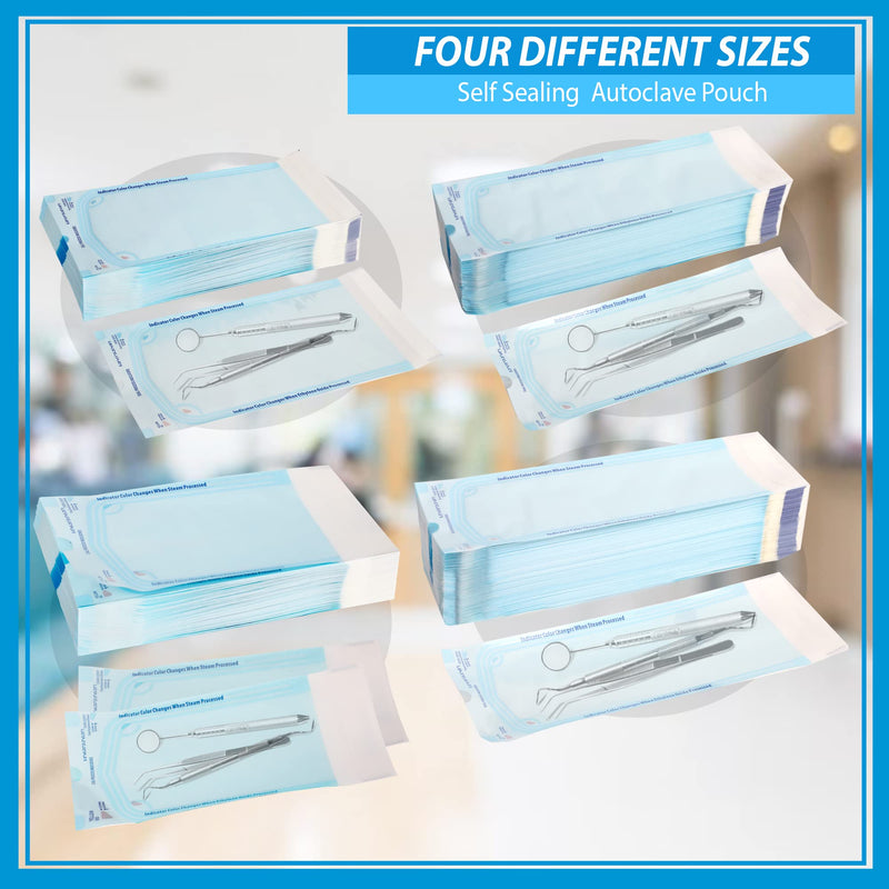 200 3.5" x 9" Sterilization Pouch Self Sealing Autoclave Bags for Dental, Tattoo Nail Art Instruments 200