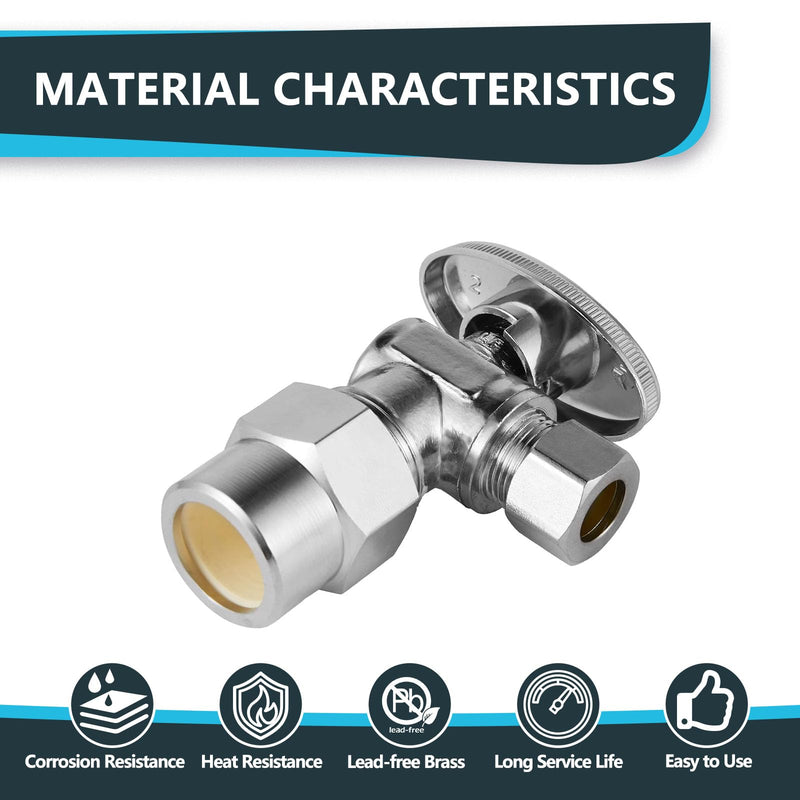5Pack Seelink 1/2"CPVC x 3/8"OD Compression Angle Stop Valve(VALVE070-5) 5 1/2"CPVCx3/8"OD