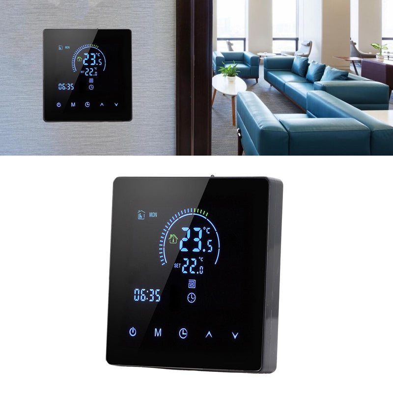 Programmable Smart Thermostat, Touchscreen LCD Display with Accurate Temperature Control for Home Office Shopping Malls AC 90V-240V 4500W Regular Version Black