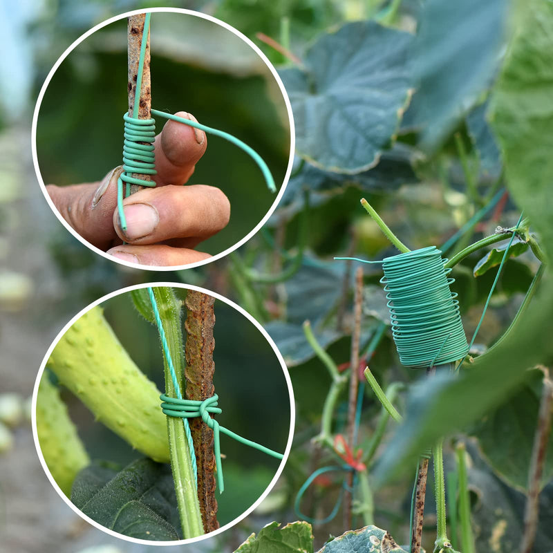 118 Feet Soft Plant Tie Green Twist Garden Ties with 20PCS Garden Plant Clips for Plants Gardening Home Office Organization TPR Garden Ties Supplies with 2mm Diameter 118feet
