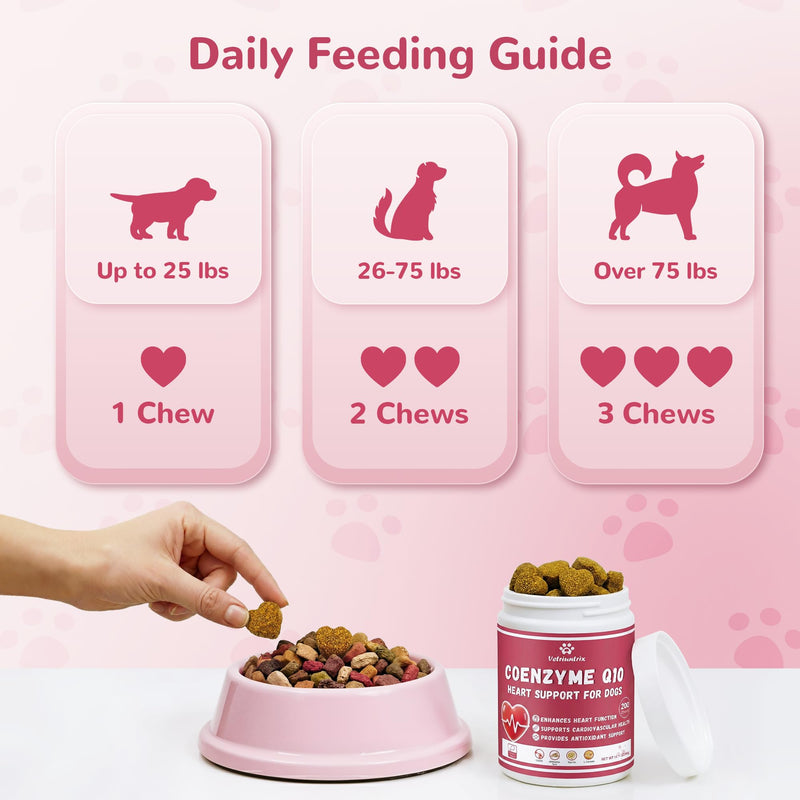 Heart Support Supplement for Dogs, Taurine for Senior & Puppy Dogs, Dog Multivitamin with CoQ10 & L-Carnitine for Heart, Cardiovascular & Antioxidant Support - 200ct Chicken 200 Chews