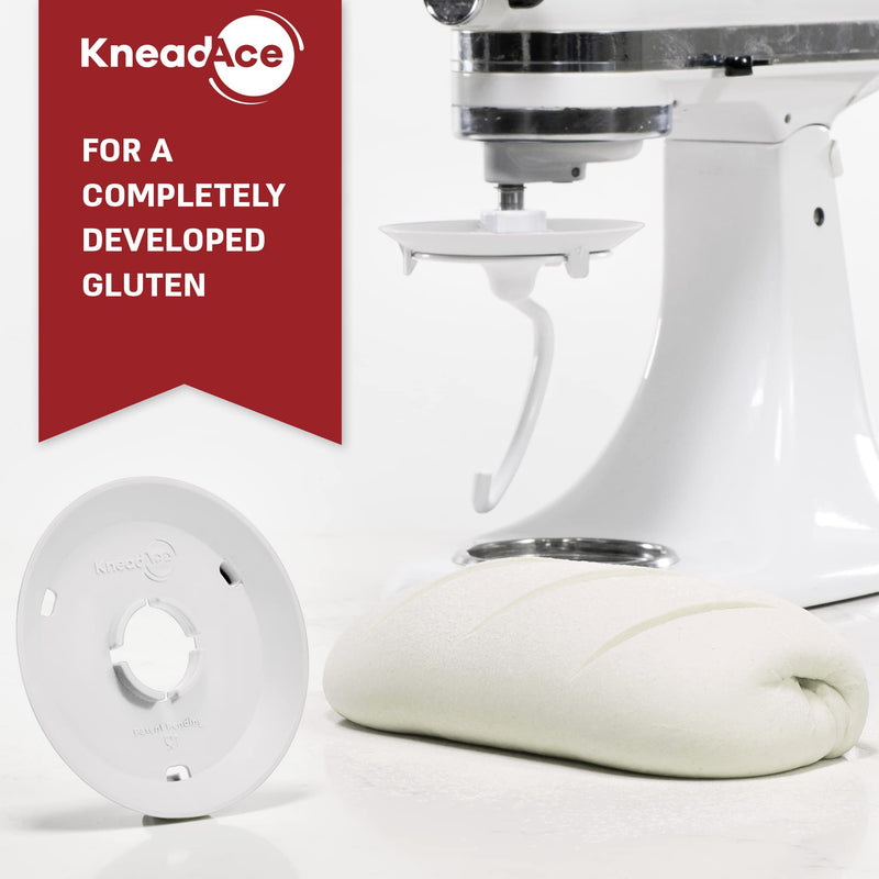 KneadAce Dough Hook Shield For Kitchen Aid - Prevents Your Dough from Climbing Up and Clogging Up Your Mixer – Mess Free Mixer Accessory Compatible With Most KitchenAid C Shape Dough Hooks (White) White