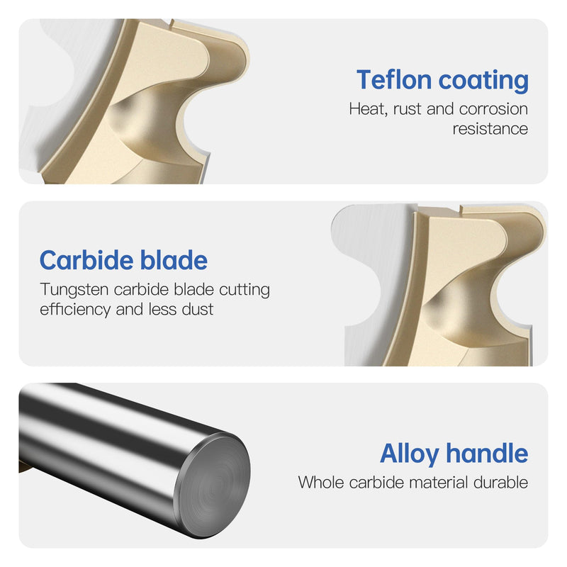 HUHAO Finger Pull Router Bits Set 1/2 Inch Shank,1" Cutting Dia,Drawer Pull Bit for Wood Finger Grip & Wooden Handle Molding,Carbide Tipped 1/2*1