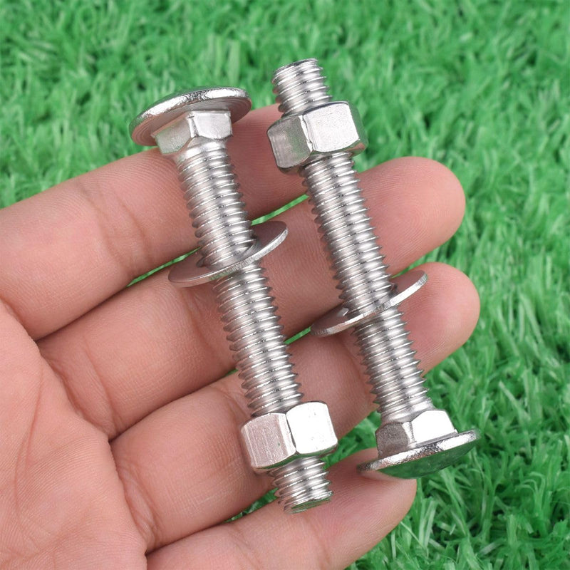8 Sets 5/16-18 x 2-1/2" Carriage Bolts Screws Round Head Square Neck and Hex Nuts, Flat Washers 304 Stainless Steel 18-8 Full Thread, Silver 5/16-18 x 2-1/2" (8 Sets)