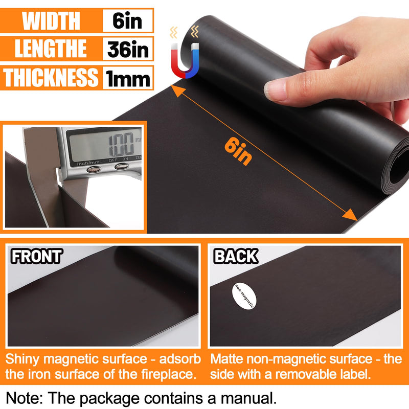 Magnetic Fireplace Draft Stopper, 36 x 6in 36"x6"
