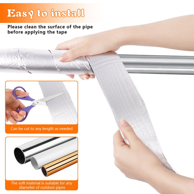 Pipe Insulation Wrap 2" Wide X 32.8 Ft Outdoor Foam And Foil Pipe Wrap Insulation Tape Self Adhesive for Winter Freeze Protection Insulation Wrap for Cold Hot Water Pipes for Reduce Heat Loss (1 Roll) 1