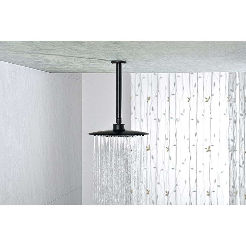 8 Inch Shower Arm and Flange Matte Black, Ceiling Mounted Shower Arm for Rain Shower Head