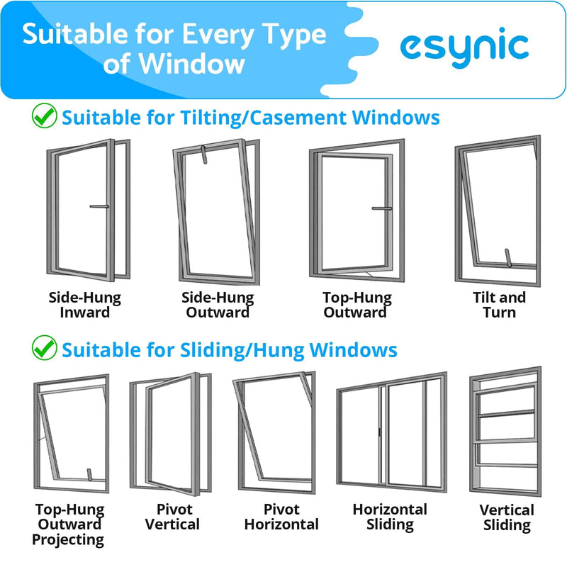 eSynic Durable 10 Pack Window Restrictors Locks Easy to Install Window Restrictor Child Safety Window Lock with Screws Keys Limiting Opened Distance 185mm/7.3Inch Perfect for Home Safety etc