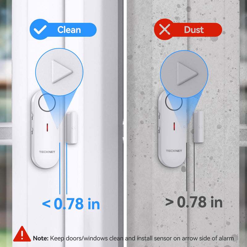TECKNET Door Alarms for Kids Safety, Window Alarm Pool Alarms Door Alarm for Home Security, 2-in-1 Alarm & Chime, 3-Level Volume Control, Wireless Alarm for House Hotel Cars Sheds Caravans (9 Pack) White-9Pack