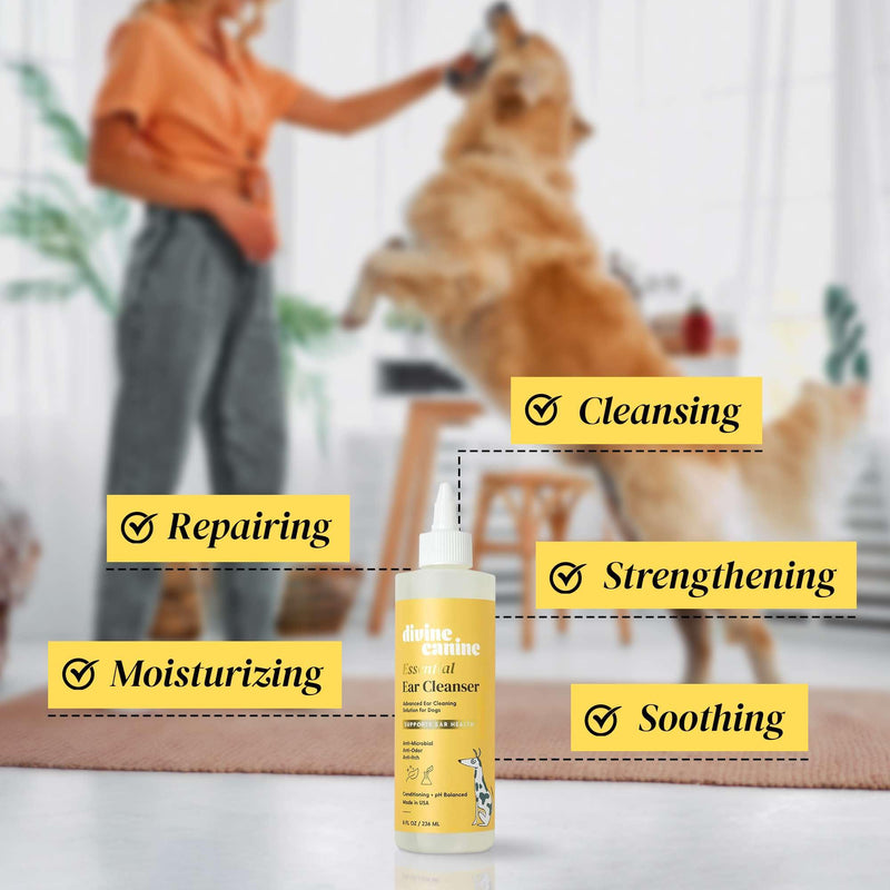 Dog Ear Cleaner - 4 Fl Oz of Dog Ear Wash - Drops to Dissolve Wax, Combat Odor, and Support Healthy Ears - Made with Chamomile, Honey, and Aloe - Made in The USA 4oz - PawsPlanet Australia