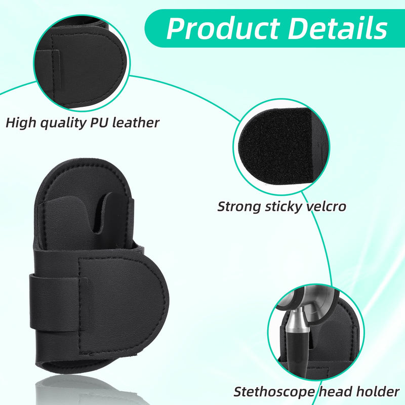 Tethoscope Holder Clip for Scrubs - PU Black Leather Stethoscope Clip for Scrubs - White Coats, Belts