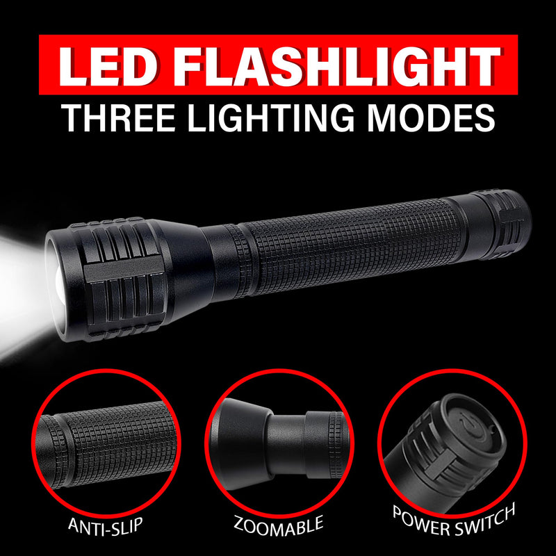 High Lumens Zoomable LED Flashlight, 3 Modes, AA Battery Powered – Powerful for Camping, Outdoor, and Emergency Use,2-Pack 3-Mode