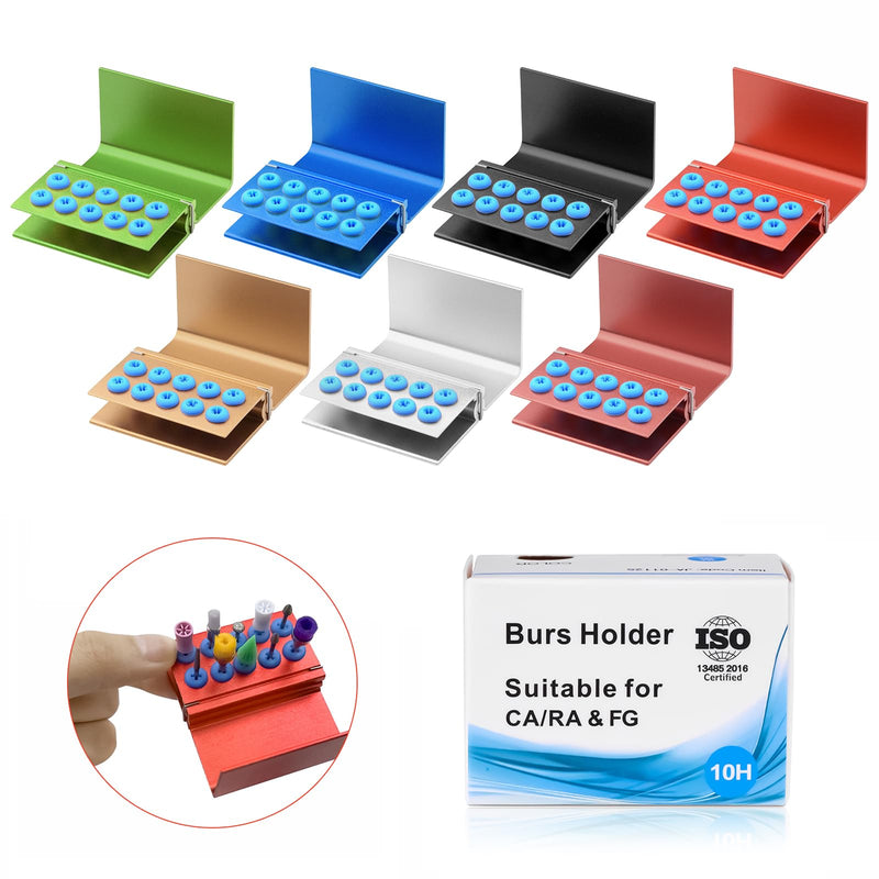 EustomA 10 Holes Burs Holder 4pcs/Set Blocks Autoclavable Bur Case (Mixed Color) Mixed color
