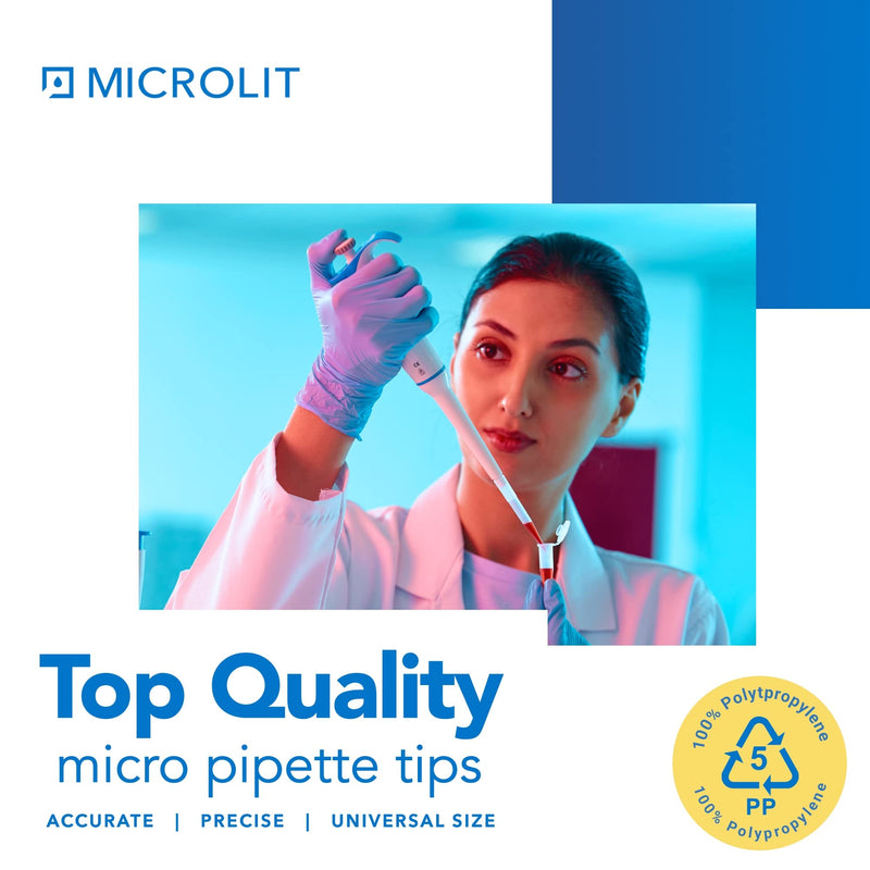 MICROLIT - 10 mL Micropipette Pipette Tips, Low-Retention Hydrophobic Transfer Pipette Tips, Nonpyrogenic Sterile Plastic, Clean-Release Laboratory Pipette Tips, 100 Count 10 mL (100 count)