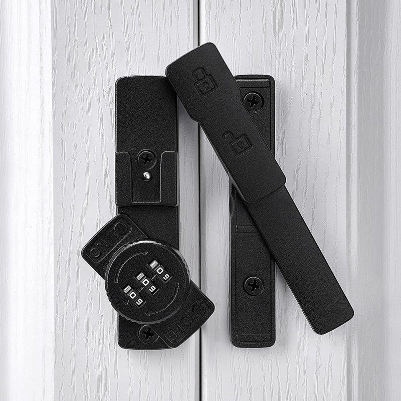 Matte Black 180 Degree Mechanical Password Lock, 3-Digit Combination Keyless Flip Latch for Barn Door, Windows, Cabinets, Garden, Bathroom, Privacy Protection Matte Black 1