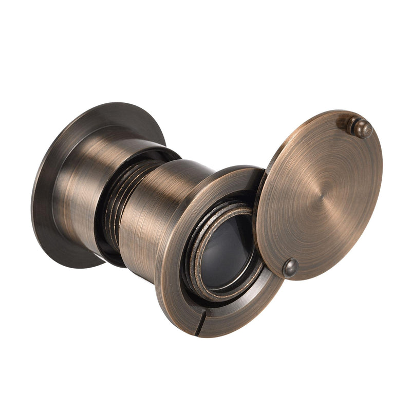uxcell Brass Door Viewer Peephole 220-degree with Rotating Cover for 1-3/5 to 2-1/6 Inch Doors, Antique Brass Finish