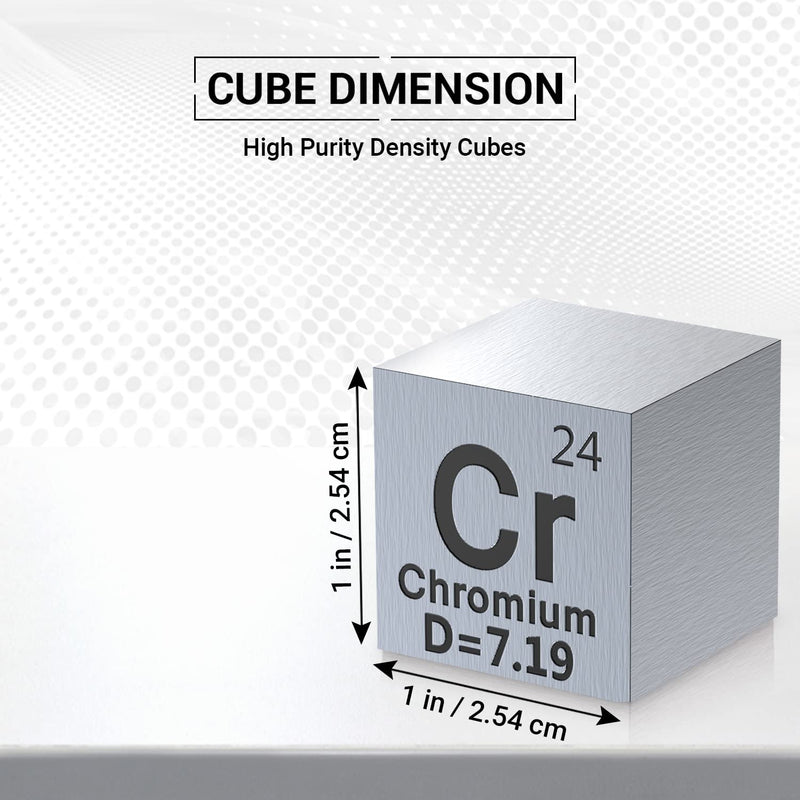 Chromium Cube - Metal Element Cubes - Laser Engraved Density Cube Set for a Periodic Table of Elements Collection - (Chromium, 1 inch) 1 inch (25.4mm) Chromium