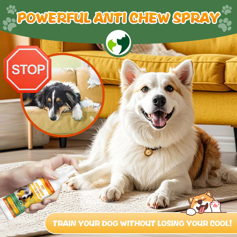Dog Bitter Anti‑Chew Training Spray, Natural Gentle Formula Deterrent, Discourage Chewing Licking & Biting, Safely Protect Furniture Shoes & Belongings (Gentle Bitter) Gentle Bitter